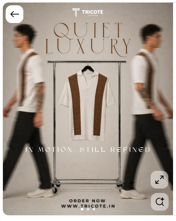 Fave Wear Quiet Luxury campaign poster with a polo shirt on a rack